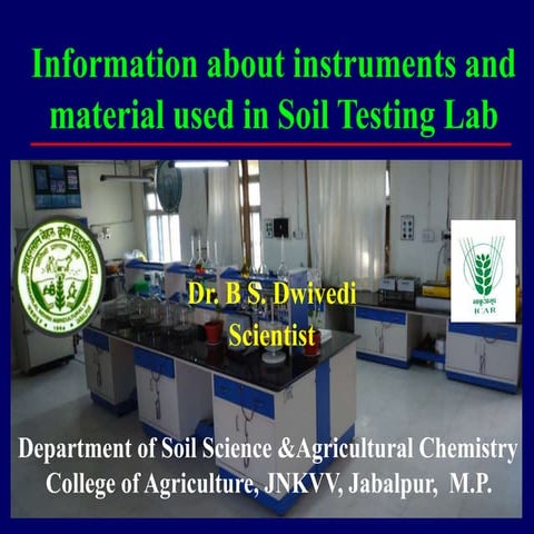 Instruments and material used in Soil Testing Lab
