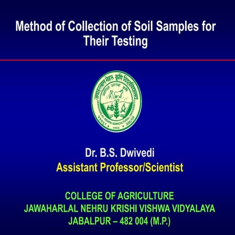 Method of Collection of Soil Samples for Their Testing