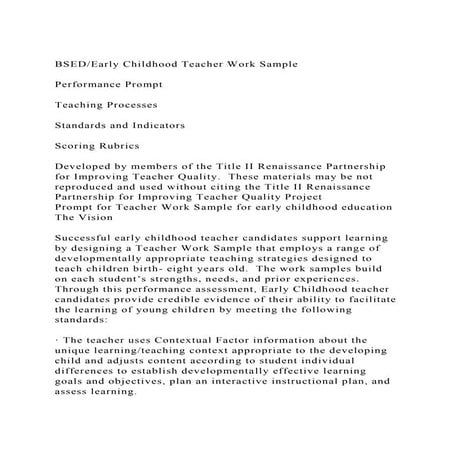 BSEDEarly Childhood Teacher Work SamplePerformance Prompt.docx