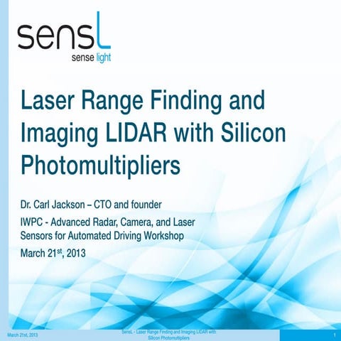 Automotive LIDAR with SensL SiPM Sensors