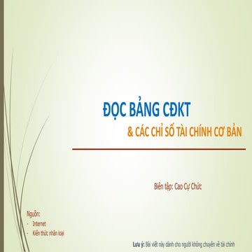 Balance sheet; financial ratios; Bảng CĐKT