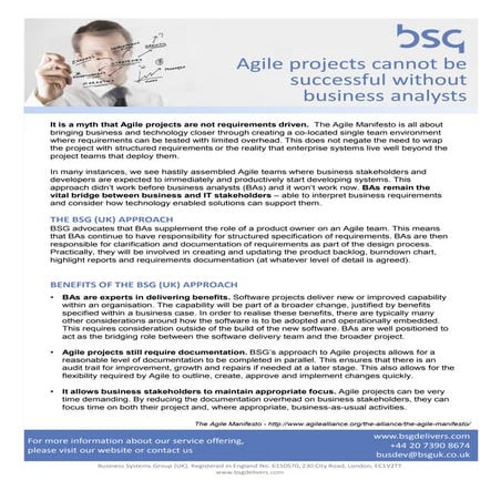 Agile projects cannot be successful without Business Analysts