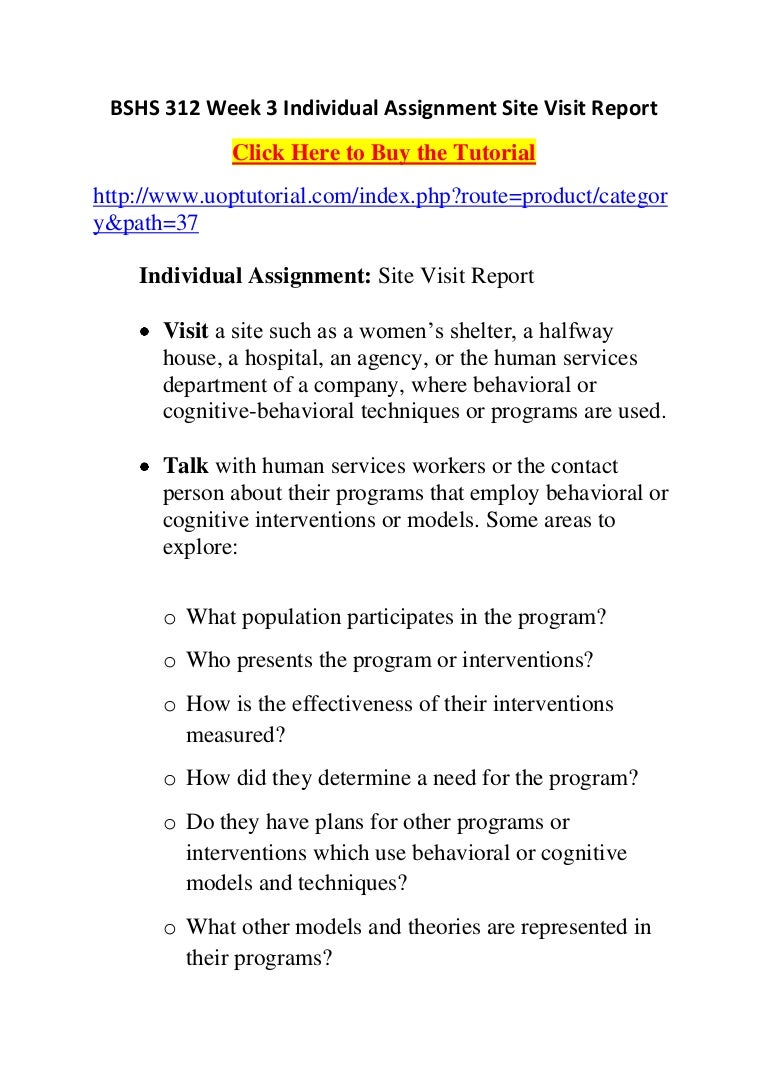 Bshs 312 week 3 individual assignment site visit report essay image