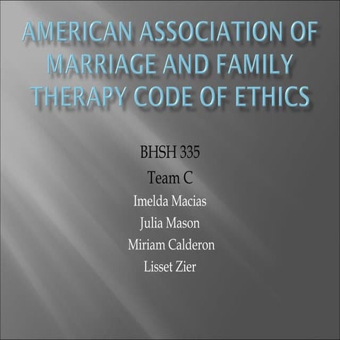 Aamft s code of ethics | PPTX