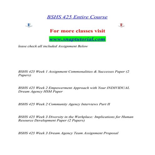Bshs 425 Believe Possibilities / snaptutorial.com