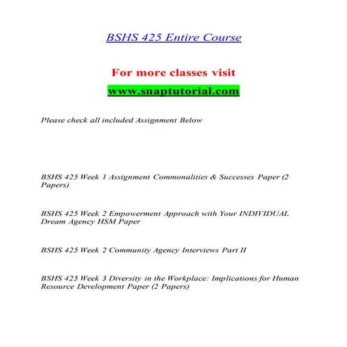 Bshs 425  Effective Communication - snaptutorial.com