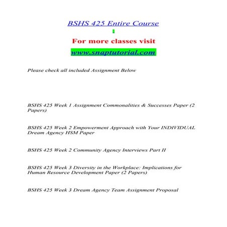 Bshs 425  Enhance teaching-snaptutorial.com
