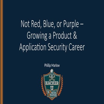 Not Red, Blue, or Purple – Growing a Product & Application Security Career