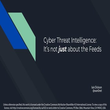 Cyber Threat Intelligence - It's not just about the feeds