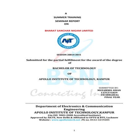 Summer Training Report of BSNL