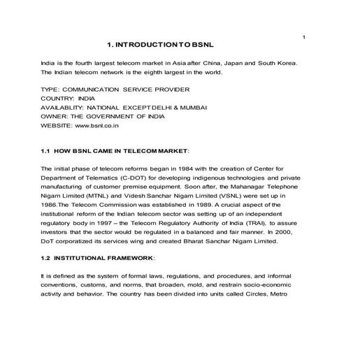 Bsnl training report