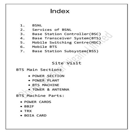 Bsnl Industrial training report