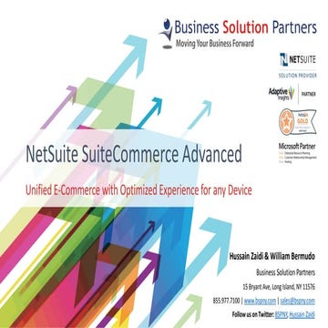 NetSuite SuiteCommerce Advanced Functionality Overview - Business Solution Pa...