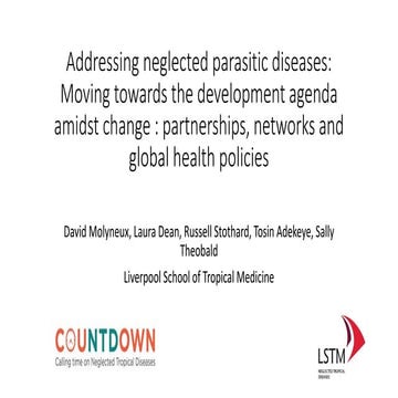 Addressing Neglected Parasitic Diseases: Moving towards the development agend...