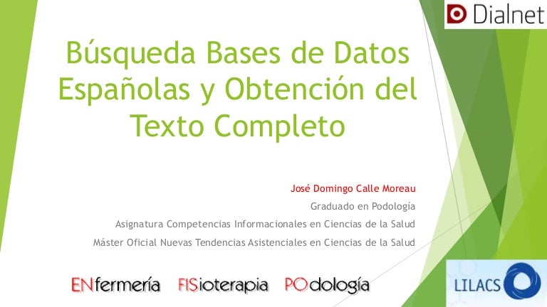 Búsqueda base de datos española y obtención texto completo
