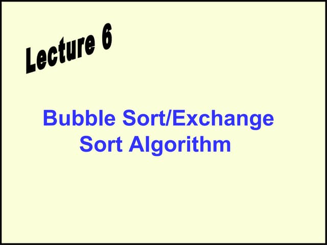 Bubble sort/ Exchange sort Algorithmdata structures and algorithms-2018 ...