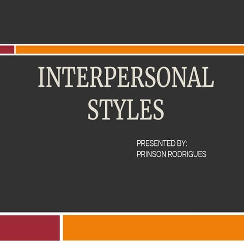 Interpersonal Styles (Transactional Analysis, Life Position, Script Analysis)
