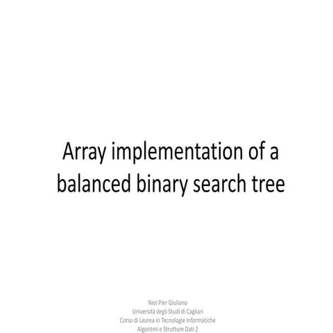 Balanced binary search tree on array | PPT