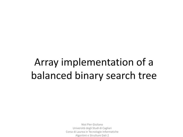 Balanced binary search tree on array 