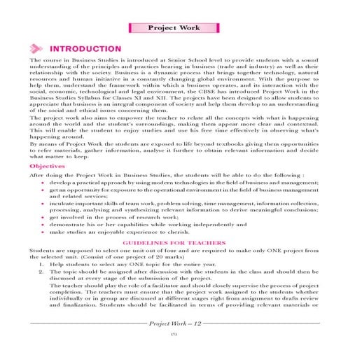 BUSINESS STUDIES PROJECT GUIDELINES