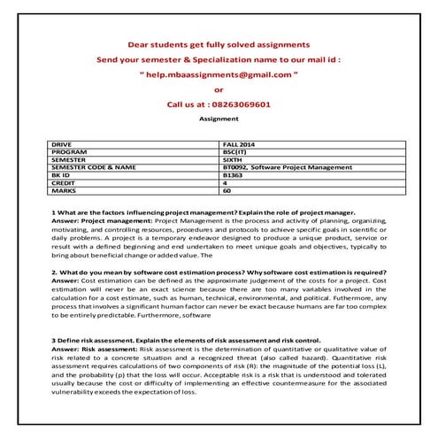 Bt0092, software project management
