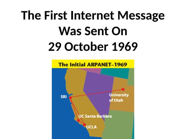 The First Internet Message was sent on 29 Oct 1969. However . . .