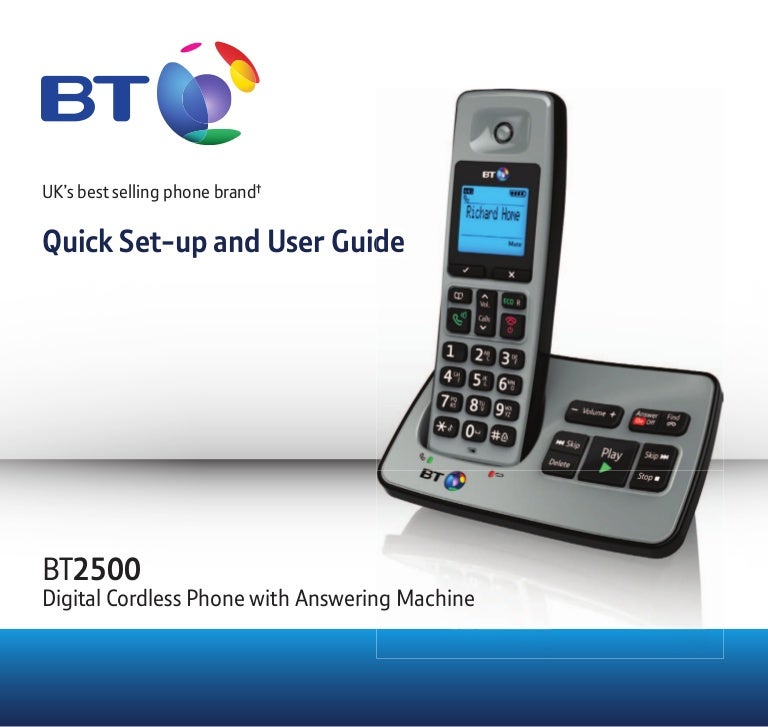 BT 2500 Digital Cordless Telephone User Guide