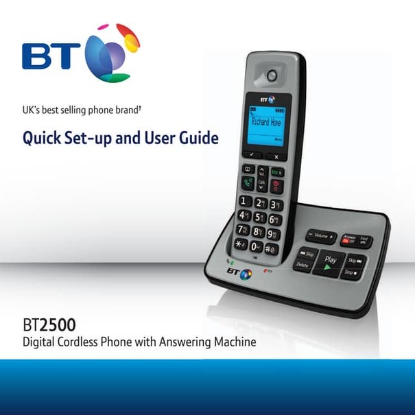 BT 2500 Digital Cordless Telephone User Guide