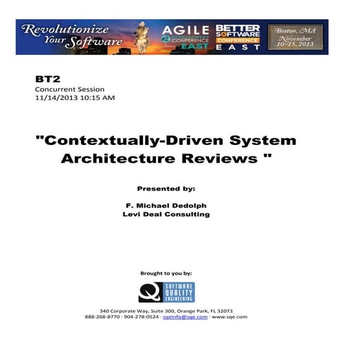 Contextually-Driven System Architecture Reviews