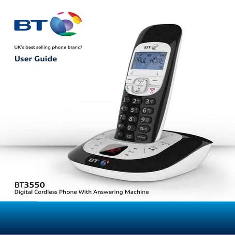 BT 3550 Digital Cordless Telephone User Guide