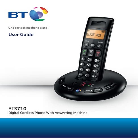 BT 3710 Digital Cordless Telephone User Guide