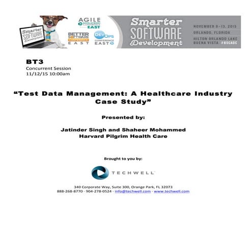 Test Data Management: A Healthcare Industry Case Study