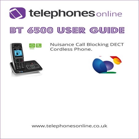 BT 6500 Digital Cordless Telephone User Guide