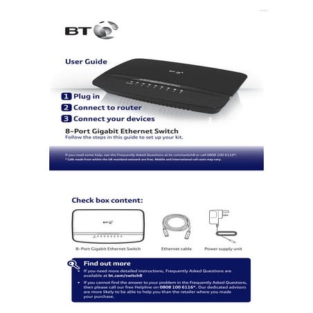 BT 8-Port Gigabit Ethernet Switch User Guide