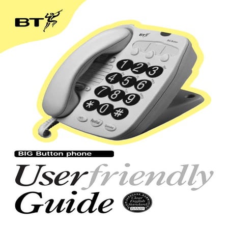 Bt big button phone user manual from Telephones Online  www.telephonesonline....