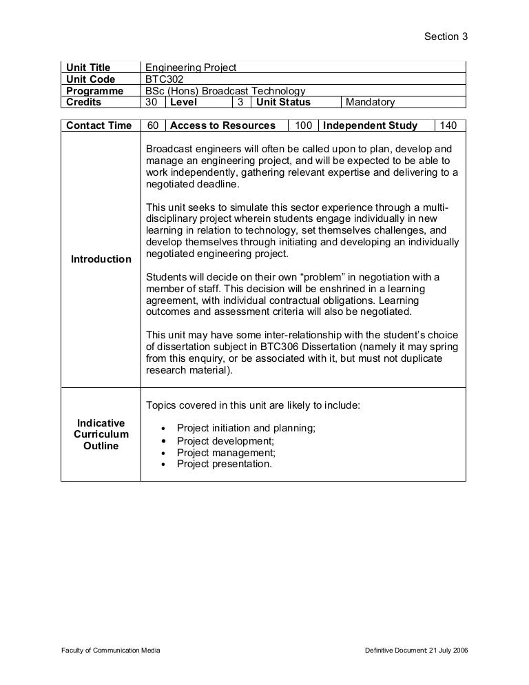 BTC3 Engineering Project Brief BTC3 Engineering Project Brief