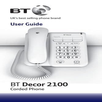 BT Decor 2100 Corded Telephone User Guide