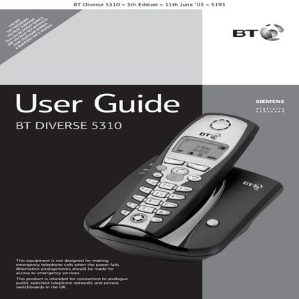Bt diverse 5310 User Guide from Telephones Online  www.telephonesonline.co.uk