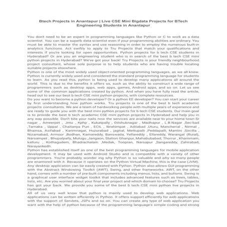 Btech Projects in Anantapur _ Live CSE Mini Bigdata Projects for BTech ...
