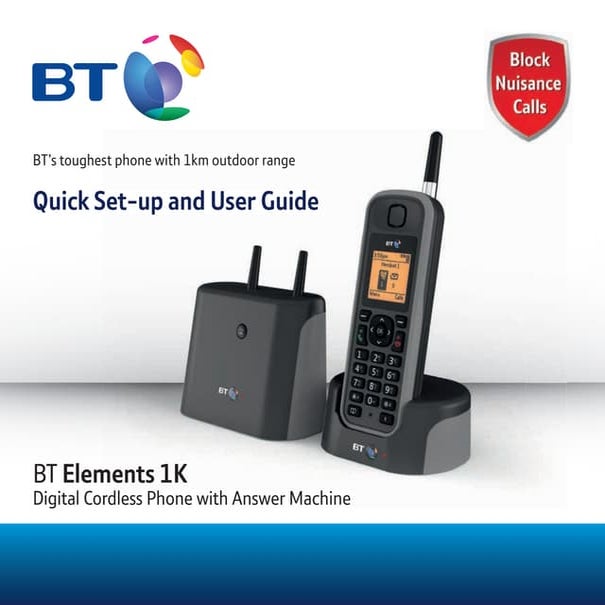BT Elements 1K Digital Cordless Telephone User Guide
