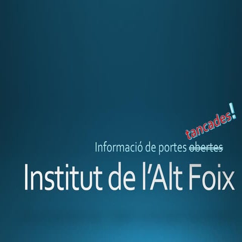 Portes obertes Virtuals 20-21 Alt Foix