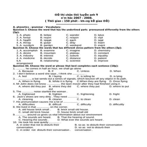 Bộ đề thi học sinh giỏi tiếng anh  lớp 9
