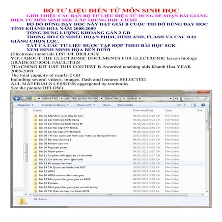 Bộ tư liệu điển tử môn sinh học - of electronic materials biology