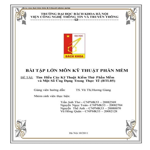 Tìm Hiểu Các Kỹ Thuật Kiểm Thử Phần Mềm và Một Số Ứng Dụng Trong Thực Tế 