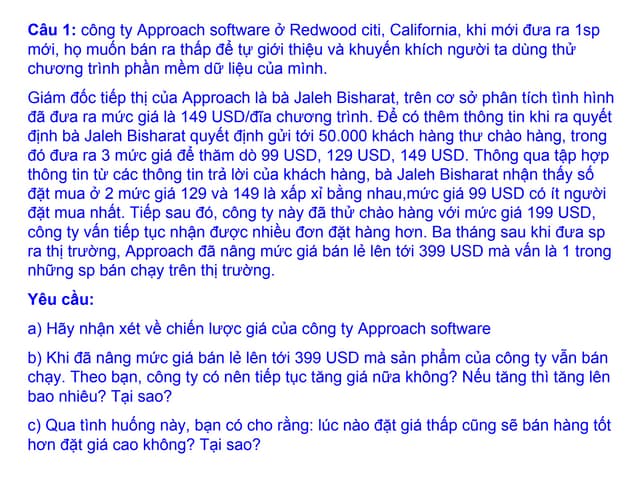 bài tập tình huống marketing