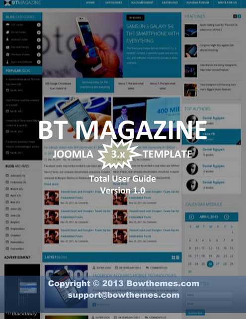 Joomla tutorials to install and customize BT Magazine Template version 1.0, J...