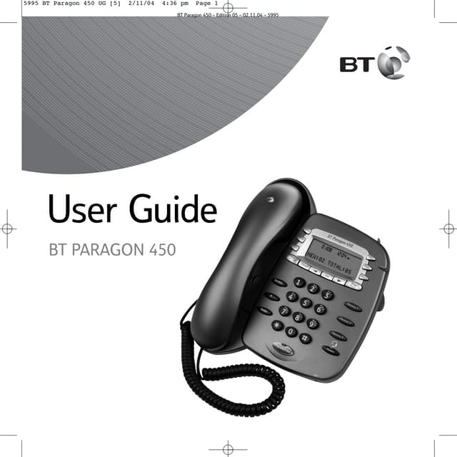 Bt paragon 450 User Guide from Telephones Online  www.telephonesonline.co.uk