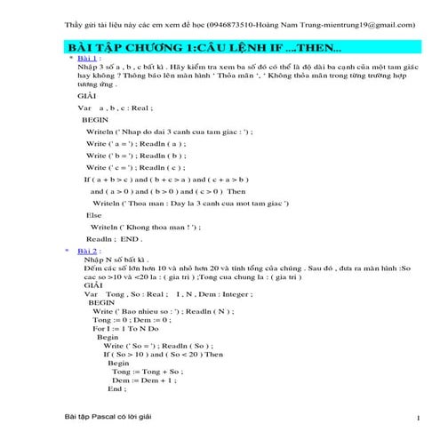 Bài tập pascal | PDF