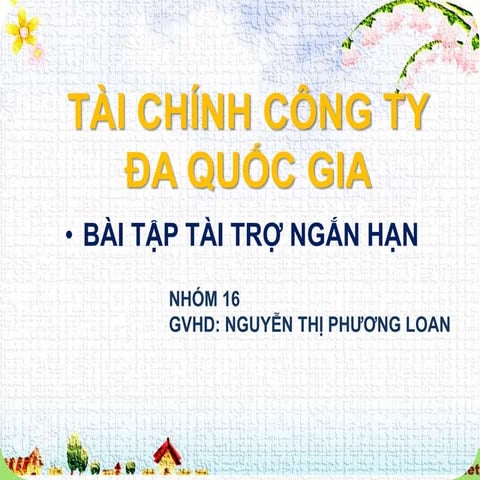 Bt tài trợ ngắn hạn - Tài chính công ty đa quốc gia