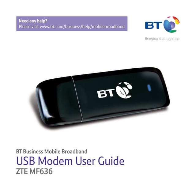 BT ZTE MF636 Mobile Broadband Dongle PDF